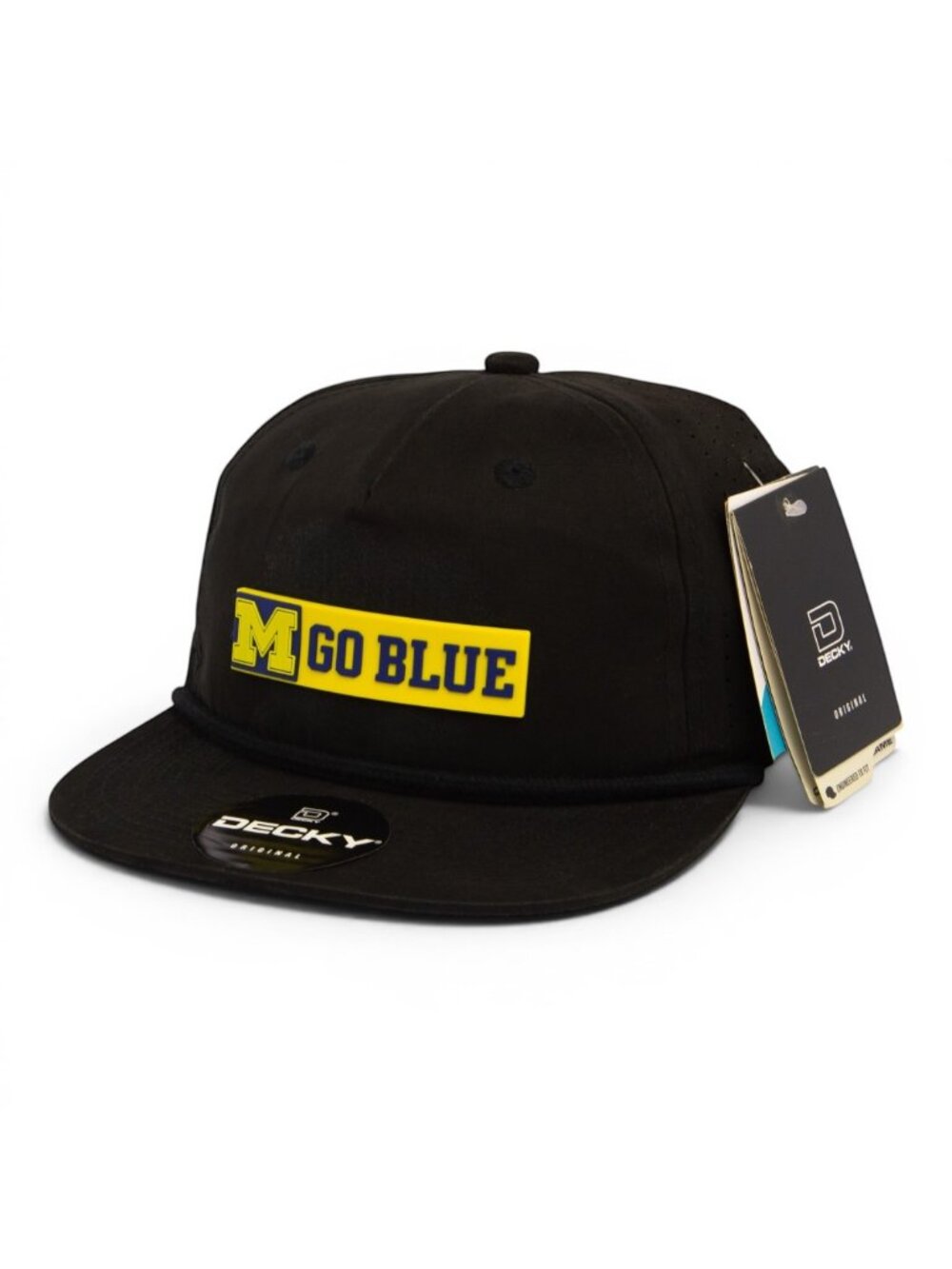 Michigan Wolverines GO BLUE Maize 3D Perforated Rope Hat- Black